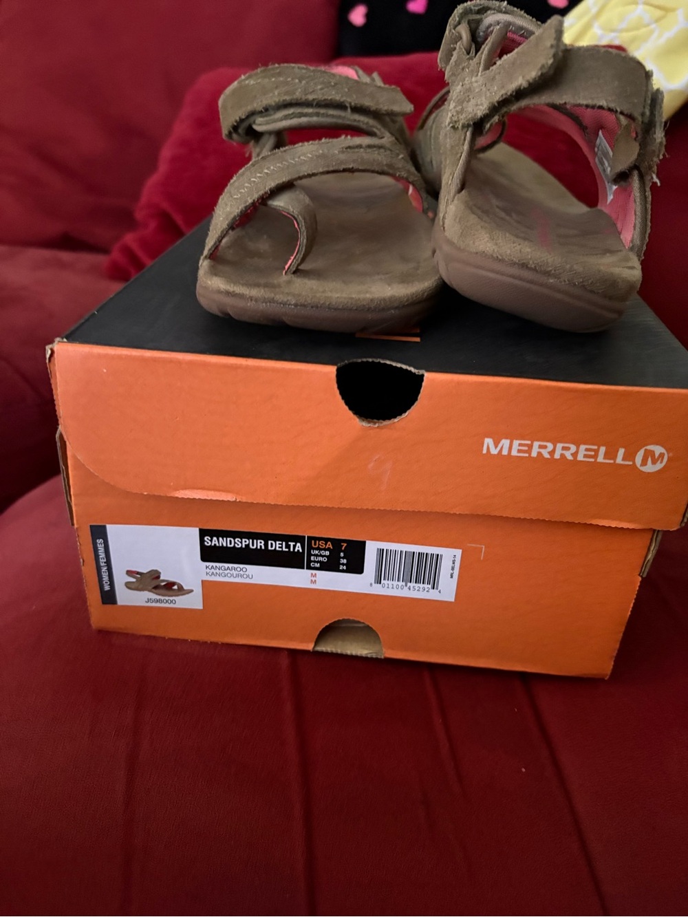 Merrell Women's Tan Suede Crisscross Strap Sandals - Picture 2 of 2